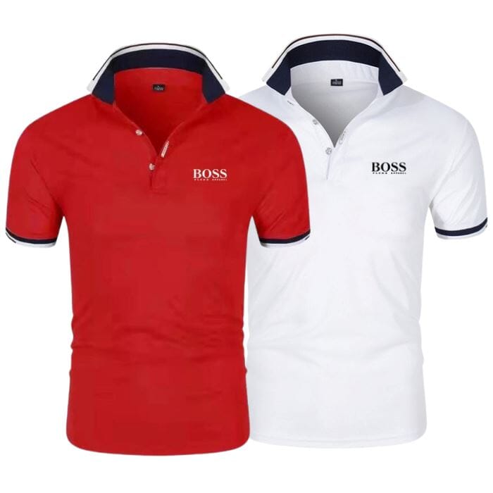 Camisa Polo Boss | Compre 1 Leve 2 CAMISA POLO BOSS- 02 Direct Ofertas Branco + Vermelho P 