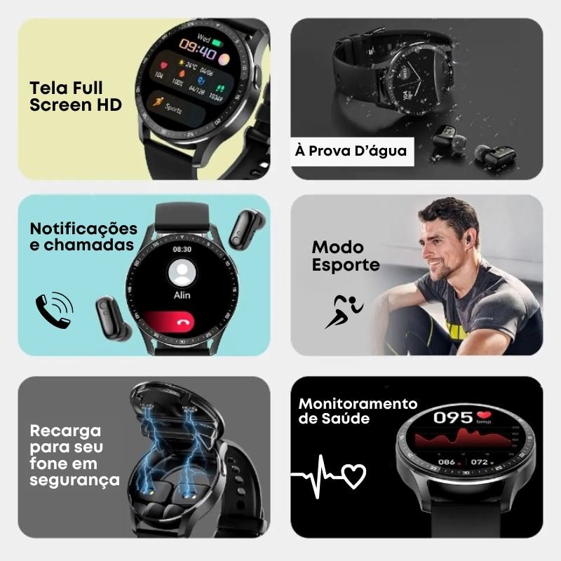 SmartWatch ProMax 2 em 1 | Relógio + Fone sem fio Ultra Beat (À Prova D'água) - Direct Ofertas